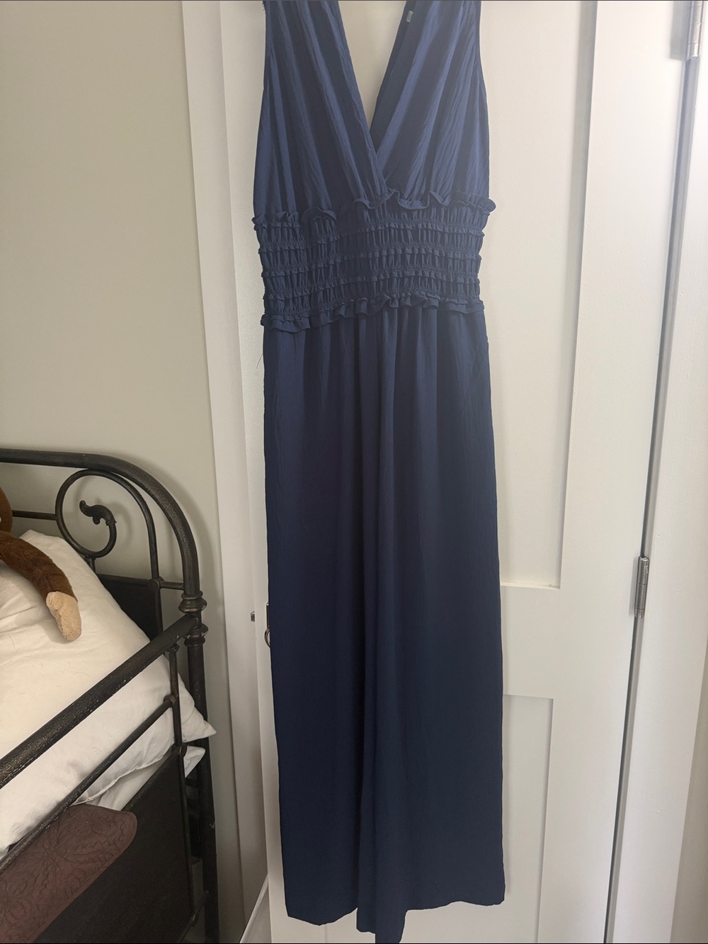 Max Studio Navy Wide-Leg Jumpsuit